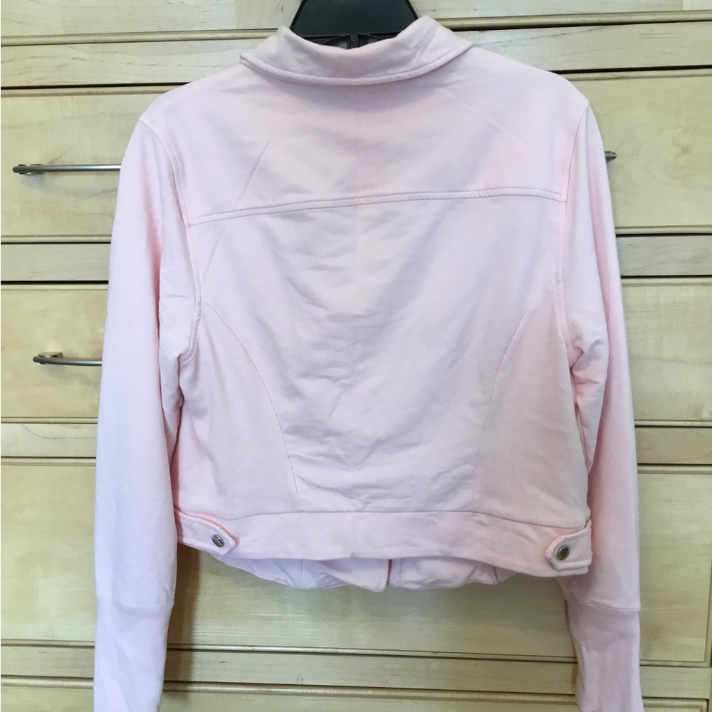 H by HALSTON Pink jacket size 16 full off-set zipper, long sleeve.Asymmetrical - Picture 3 of 11